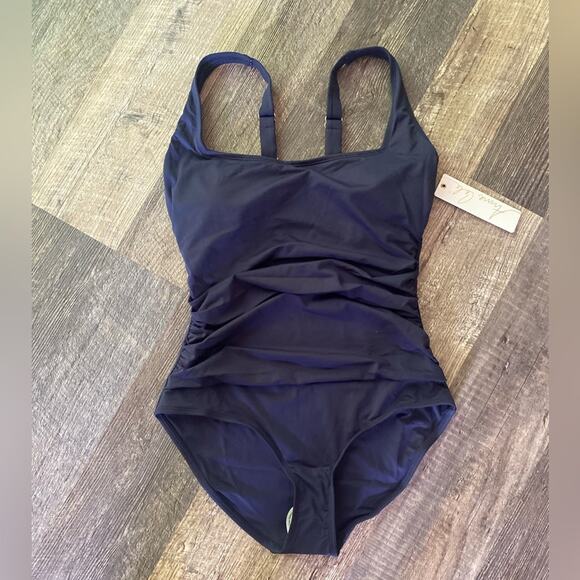 Anne Cole squareneck Shirred One Piece swimsuit - Picture 1 of 8